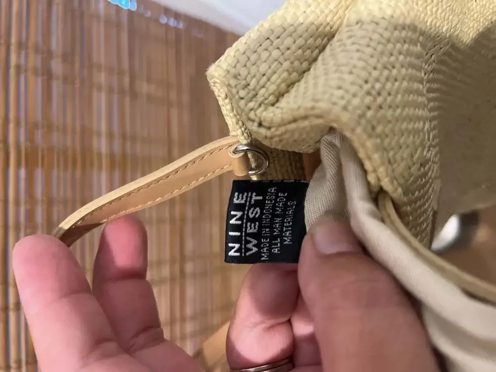 Nine West Straw Woven Small Top Handle Handbag
